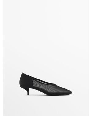 MASSIMO DUTTI Mesh Heeled Shoes - White