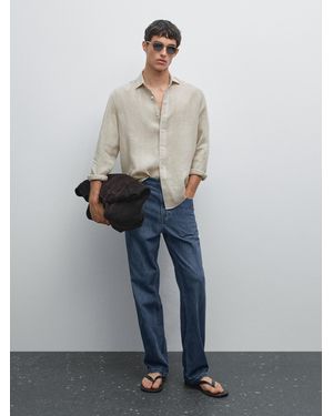 MASSIMO DUTTI Regular Fit Striped Shirt - Grey