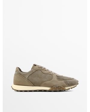 MASSIMO DUTTI Contrast Leather Trainers - White