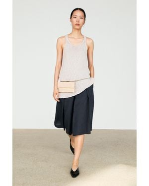 MASSIMO DUTTI Linen Blend Bermuda Shorts With Pleats - Blue