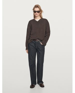 MASSIMO DUTTI Oversize-Strickpullover Mit V-Ausschnitt - Grau