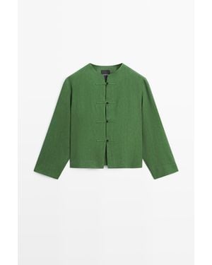 MASSIMO DUTTI Soepelvallend Overshirt Met Knopen - Groen