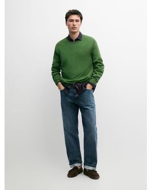 MASSIMO DUTTI Linen And Cashmere Knit Crew Neck Jumper - Green