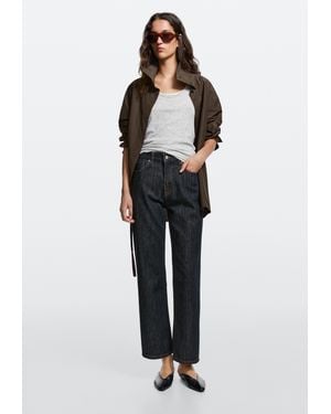 MASSIMO DUTTI High-Waist Straight-Leg Jeans - Blue