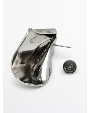 MASSIMO DUTTI Medium-Sized Folded Earrings - Black