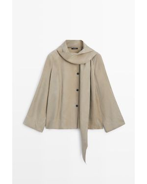 MASSIMO DUTTI Fließendes Hemd Mit Schaldetail - Natur