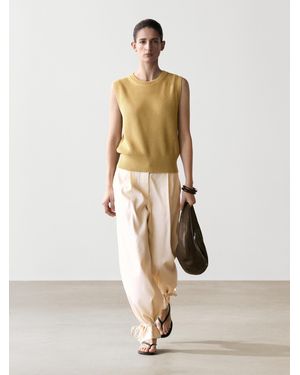 MASSIMO DUTTI Chaleco Punto Cuello Redondo Algodón - Verde