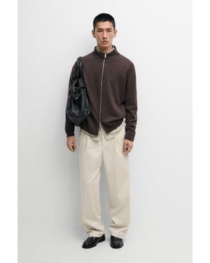 MASSIMO DUTTI Cardigan Aus Wollmischgewebe Mit Reißverschluss - Braun