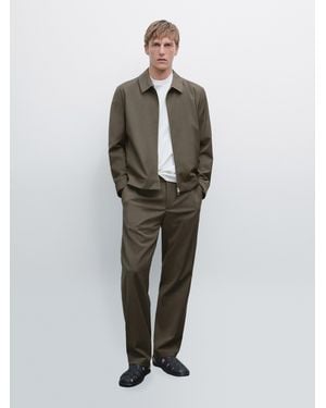 MASSIMO DUTTI Total Look Double Wool Blend Jacket - Green