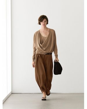 MASSIMO DUTTI Cotton Blend Knit Sweater With Cowl Neck - White