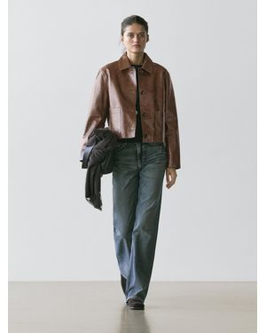 MASSIMO DUTTI Cropped Nappa Leather Jacket - Multicolour