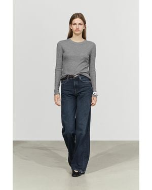 MASSIMO DUTTI Camiseta Punto Mezcla Algodón Cashmere - Azul