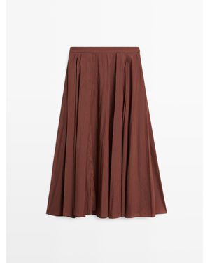 MASSIMO DUTTI Technische Halflange Plissérok - Bruin