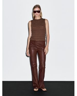 MASSIMO DUTTI Top Fruncido Mezcla Algodón - Blanco