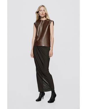 MASSIMO DUTTI Round Neck Nappa Leather Top - Multicolor
