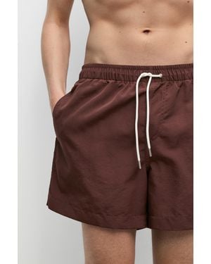 MASSIMO DUTTI Plain Swim Trunks - Brown