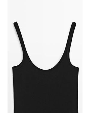 MASSIMO DUTTI Strappy Cotton Blend Top - Black