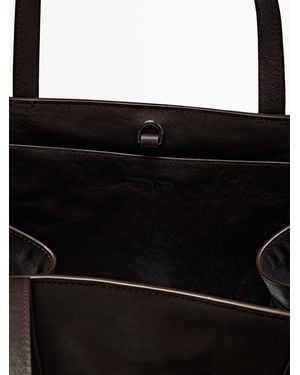 MASSIMO DUTTI Maxi Nappa Leather Md Icon Tote Bag - Black