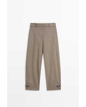 MASSIMO DUTTI 100% Wollen Broek Met Plooien En Zoomdetail - Wit
