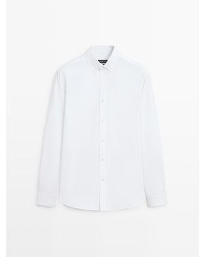 MASSIMO DUTTI 100% Katoenen Oxford Overhemd - Wit