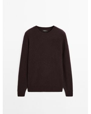 MASSIMO DUTTI 100% Kasjmier Ribtricot Trui - Meerkleurig