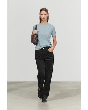 MASSIMO DUTTI Camiseta Manga Corta Mezcla Algodón - Azul