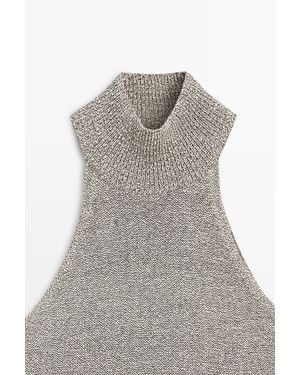 MASSIMO DUTTI Halterneck Knit Top - Grey