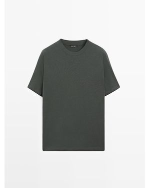 MASSIMO DUTTI T-Shirt Met Korte Mouw Van Katoenmix - Grijs
