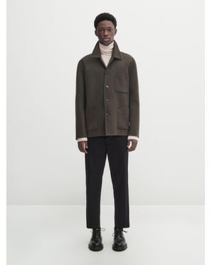 MASSIMO DUTTI Double-Faced 100% Wool Overshirt - Multicolour