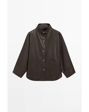 MASSIMO DUTTI Nappaleren Parka Met Cape-Snit - Bruin