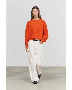 MASSIMO DUTTI 100% Cashmere Long Sleeve Sweater - Orange