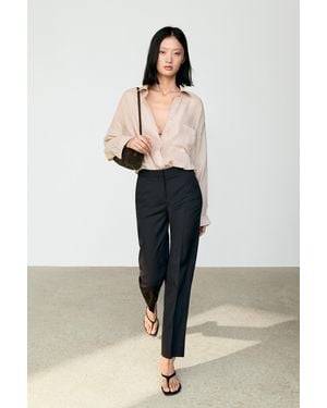 MASSIMO DUTTI 100% Cool Wool Straight-Leg Pants - Multicolor