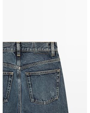 MASSIMO DUTTI High-Waisted Wide-Leg Jeans - Green