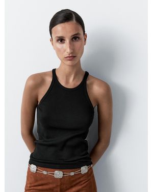 MASSIMO DUTTI Cintura A Catena Con Medaglie Testurizzata - Nero