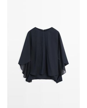 MASSIMO DUTTI Soepelvallende Asymmetrische Cape - Blauw