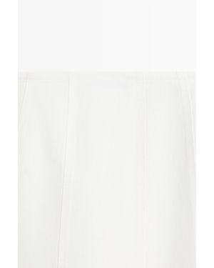 MASSIMO DUTTI 100% Linen Godet Midi Skirt - White