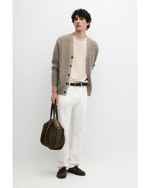 MASSIMO DUTTI Cotton Knit Button Cardigan - White