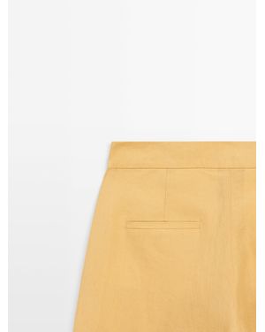 MASSIMO DUTTI Linen Barrel Fit Pants - White