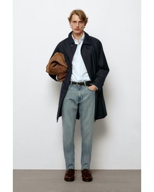 MASSIMO DUTTI Stonewashed Tapered-Fit Jeans - Blue