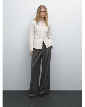 MASSIMO DUTTI Pantaloni Con Doppia Pince - Grigio