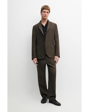 MASSIMO DUTTI Linen Suit Blazer - Brown