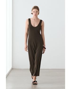 MASSIMO DUTTI Midikleid Mit Mittiger Ziernaht - Grün