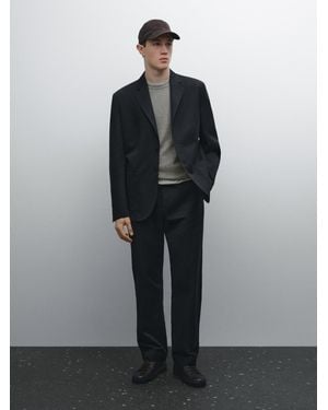 MASSIMO DUTTI Cotton Blend Jogger Fit Trousers - Black