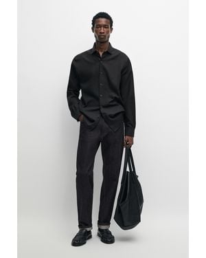 MASSIMO DUTTI Camisa Regular Fit Mezcla Algodón - Negro