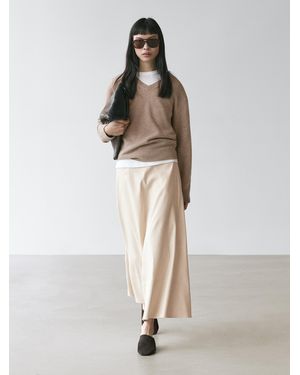 MASSIMO DUTTI Ausgestellter Rock Mit Leinen Und Tasche - Weiß