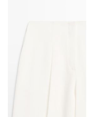 MASSIMO DUTTI Linen Pants With Darts - White