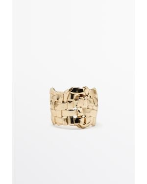 MASSIMO DUTTI Basket Detail Ring - Metallic