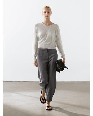 MASSIMO DUTTI 100% Cashmere Fine Knit Jumper - Grey