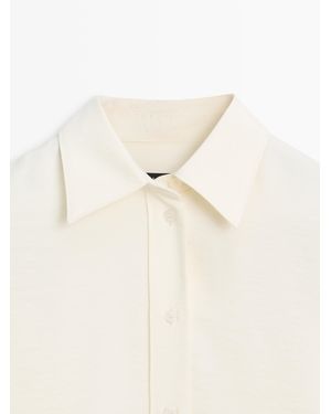 MASSIMO DUTTI Oversized Long-Sleeved Shirt - White