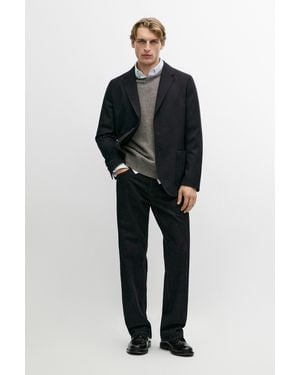 MASSIMO DUTTI Textured Cool Wool Blazer - Blue